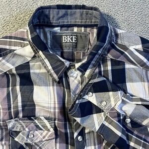 BKE Standard Fit Plaid Long Sleeve Button Up Shirt Men's Size Large Cotton Blend